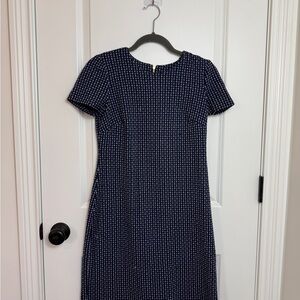 Calvin Klein Navy and White Patterned Midi Dress